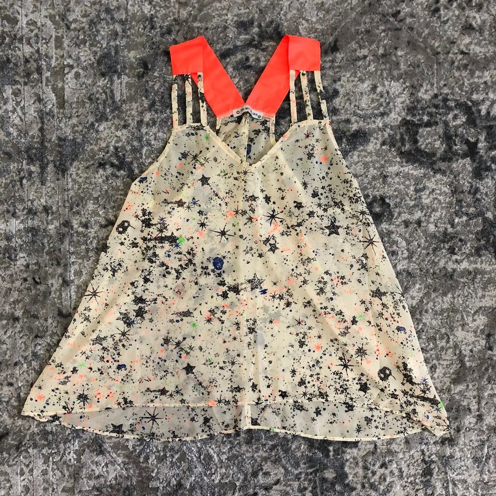 Oh My Julian Sheer High Low Tank with Neon Accents